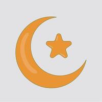 Orange Crescent Moon and Star Graphic vector