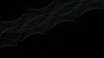 Green wave lines particles motion digital dynamic isolate geometric lines, animated curved dot line particle background. video