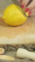 Slicing Lemon with Knife video