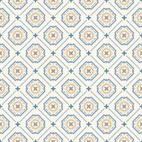 Geometric Monogram Twist Pixel and Fleur de lis Art Design. Orange Blue Ornament Repeat on Beige Background. Seamless Pattern Repeat Retro Wallpaper, Textile, Hand Craft, Wrapping, colorful, warm. vector