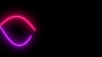 Neon infinity loop glowing on dark background, copy space video
