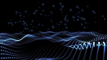 Abstract blue particle wave motion background for science or technology design themes video