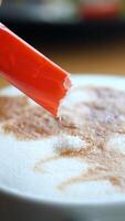 Adding sugar to latte art video