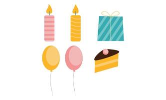 Happy Birthday elements set. Flat colorful objects vector