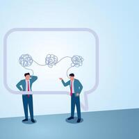 Two men talking but not connecting. Illustration for misunderstanding, communication problems and differences in understanding. vector