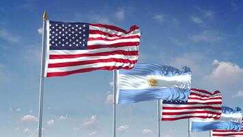 A Row Of United States And Argentina Flags video