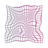 Abstract graph shape with pink and blue gradient lines. Dynamic and distorted wavy lines wire frame illustration. vector