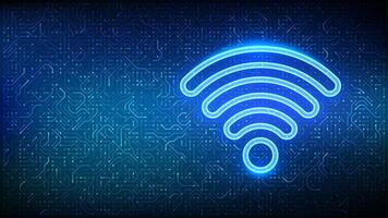 Wi-Fi network. Wi Fi icon. Wlan access, wireless hotspot signal symbol. Mobile connection zone. Router transmission. Circuit board pattern. PCB printed circuit texture vector
