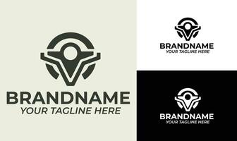 Modern Steering Wheel and Location Pin Logo Design Template for Transportation, Navigation, and Ride Services vector