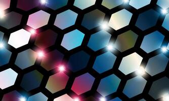 Geometric colorful bright hexagon pattern. soft polygon grid light shiny background. vector