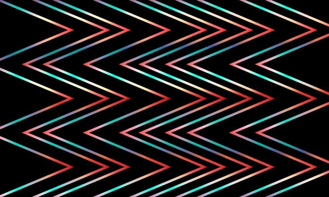 Zigzag chevron colorful line pattern black background. geometric stripe lines vintage background.