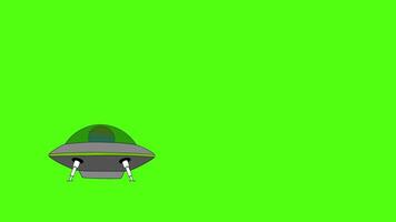Green Screen UFO Landing with Alien Exploration and Takeoff Animation, UFO and Alien on Green Screen, Landing and Departure Scene video