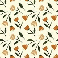 Modern Retro Floral Pattern with Minimalist Botanical Elements vector