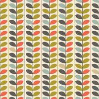 Retro Geometric Pattern Inspired by Orla Kiely with Leaf Motif vector