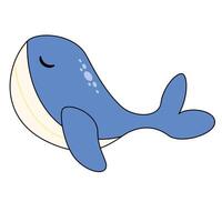 Cute Blue Whale happily swimming cartoon Illustration vector