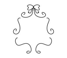 Coquette frame with bow and place for your text. illustration for Valentines day greeting card, sale banner, wedding invitation card design. Abstract black shape isolated on white background. vector