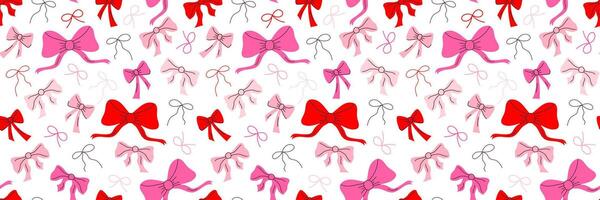 Various colorful bows. Hand drawn trendy seamless pattern. Vintage hand drawn background. Valentines day wrapping paper vector