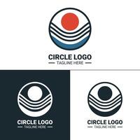 Balanced circle logo with a sun and wave, representing harmony and balance. Suitable for brands focused on health, balance, and well-being vector
