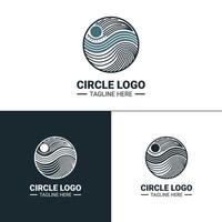 Circular logo with a wave pattern, symbolizing nature, continuity, and growth. Ideal for businesses in the environmental, wellness, or technology sectors vector