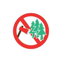illustration of an axe and tree templet design of a no tree cutting sign. vector