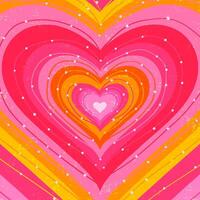 Abstract Concentric Heart Stripes for Valentine's day. Love retro heart tunnel in groovy style. Trendy girly abstract love design. Colorful romantic background vector