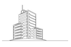 Continuous one line building icon vector
