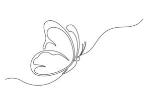 Continuous one line cute butterfly vector