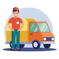 A Calm Day with a Man and a Delivery Van vector