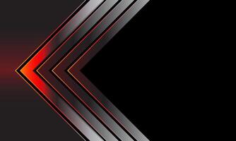 Abstract red metal arrow direction geometric on black blank space design modern futuristic background vector