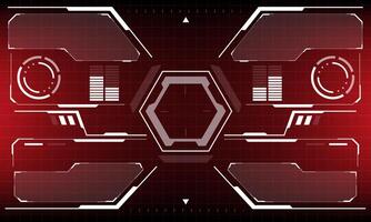 HUD sci-fi interface screen view white circular geometric design virtual futuristic technology creative display on red vector