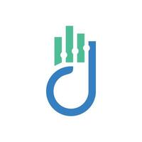 hand data analytics tech logo design vector