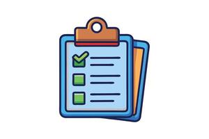 Collection of clipboards with check marks and lists, flat line icons for productivity, to do tasks, and checklist tracking vector