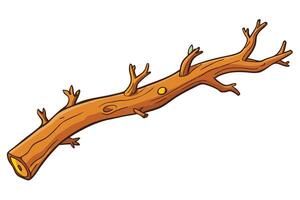 Cartoon of a dry tree branch with a smiling face and comical features, representing a lighthearted take on nature and woodland life vector