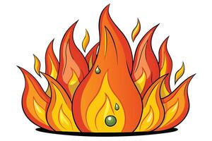 A set of vibrant and colorful fire flames with red, orange, and yellow hues representing a dynamic and fiery energy, ideal for creative visual designs vector