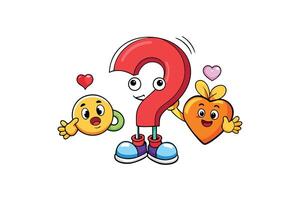 Colorful and fun design featuring question and exclamation marks with hearts, perfect for expressing emotions and inquiries in digital designs vector