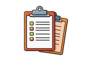 Set of clipboards with check lists in flat line style, illustrating task management, organization, and checklist planning vector