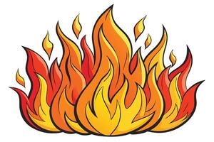 Stylized illustration of colorful and expressive fire flames in orange, yellow, and red, symbolizing passion, heat, and energy in a striking design vector