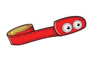 Friendly red ribbon character with eyes and smile, designed for use in creative advertising, greeting cards, and more vector