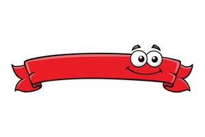 Colorful cartoon red ribbon character with a friendly face and smiling eyes, perfect for decoration or banner design concepts vector