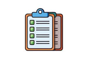 Colorful set of check list clipboards in flat design, representing task management, project planning, and to do list progress vector