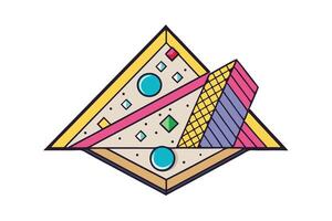 Dynamic Memphis style with geometric shapes, bright colors, and sharp lines ideal for modern art, wallpapers, or design backgrounds vector