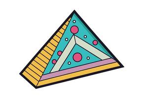 Colorful geometric elements in Memphis style with dynamic triangles, stripes, and circles, perfect for creating trendy and playful patterns vector