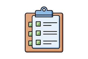 Flat line icons of clipboards with check lists for organizing tasks and project management, symbolizing work productivity vector