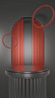 Black and red luxury podium pedestal product display and black box portrait background 3d rendering video