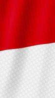 Animation of the Indonesian flag flying with a cloth texture and portrait background, amazing for independence day or patriot day videos
