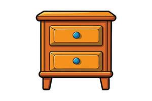 A wooden nightstand with two drawers vector