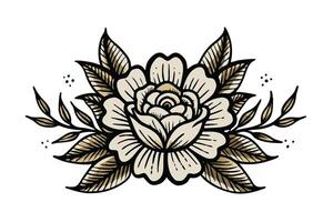 Rustic floral design with intricate black sketched roses and leaves, ideal for vintage or boho style invitations and decor projects vector