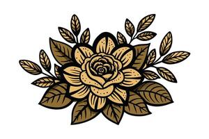 Boho inspired floral design with black ink sketches of roses and leaves, bringing a rustic yet sophisticated look for creative artwork vector
