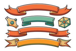 Charming retro ribbons with a vintage flair, designed for use in typography, label designs, and various graphic projects to add a classic touch vector