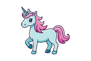 Charming and colorful unicorn illustration with a flowing mane and golden horn, ideal for adding a touch of magic and fantasy to your designs vector